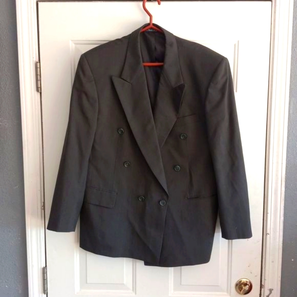 Pierre Balmain Double Breasted Gray Wool Blazer 42 Short